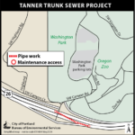 Simplified map for the Tanner Trunk Sewer Project. Please note - this map is not to scale.